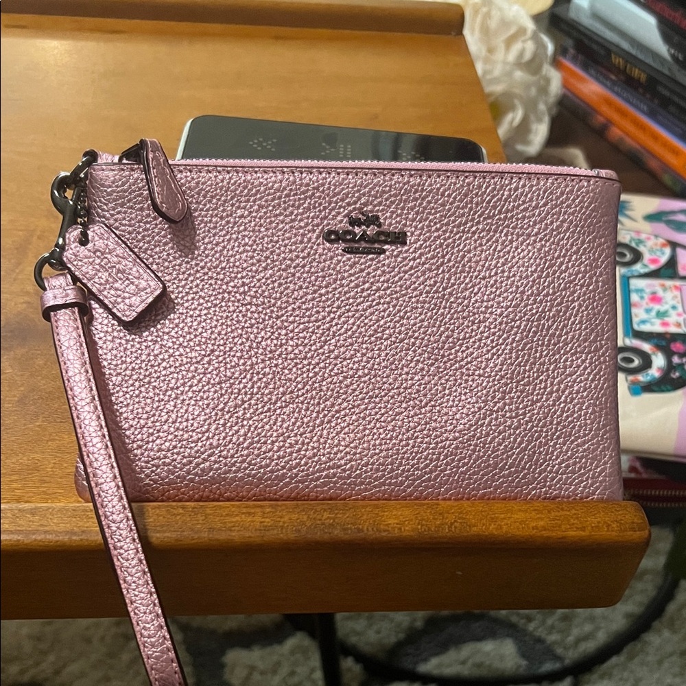 Coach Metallic Pink Wristlet NWOT